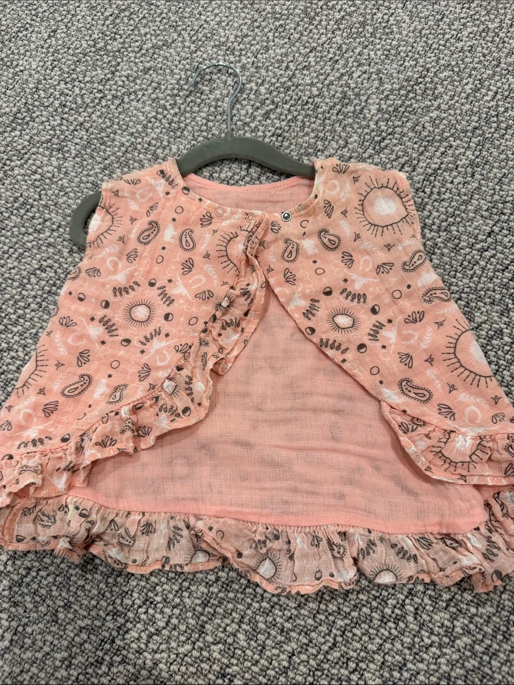 Angel Dear Peach Printed Ruffle Baby Top